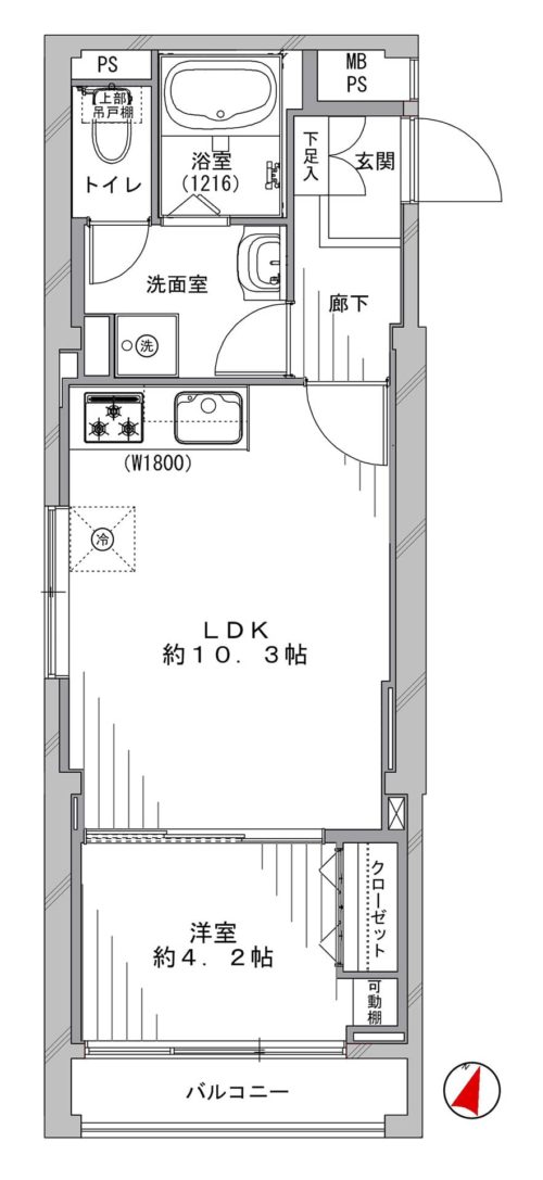 間取り、1LDK、37.40㎡