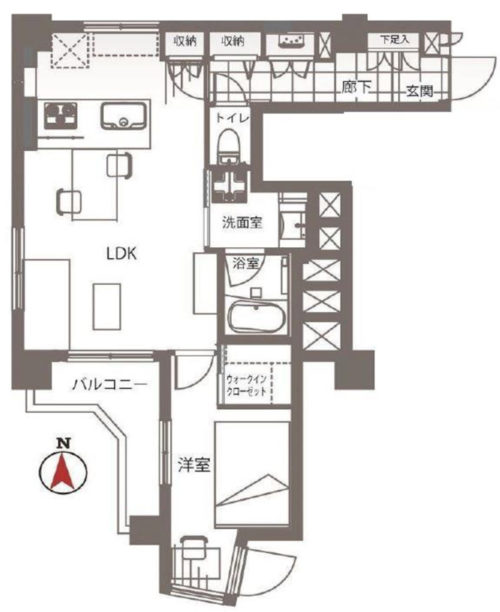 間取り、1LDK、約48.9m2、角部屋、日照良好、室内美室