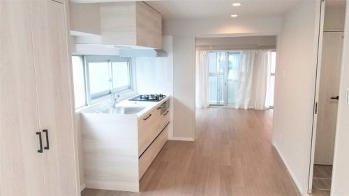 浄水器、3口コンロ付きのシステムキッチン