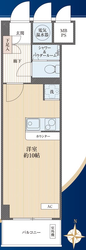 間取り、1R、24.42㎡