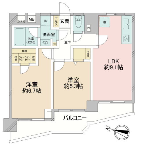 間取り、2DK、51.30m2