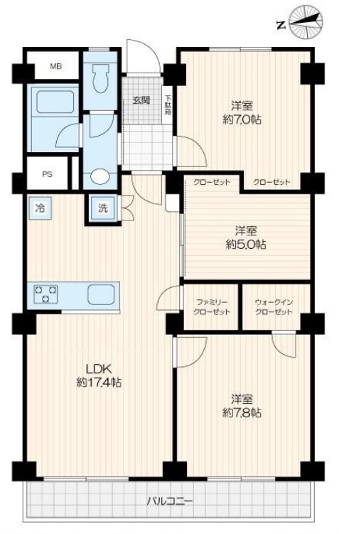 間取り、3LDK、76.08㎡