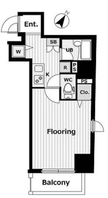 間取り、1K、24.60㎡