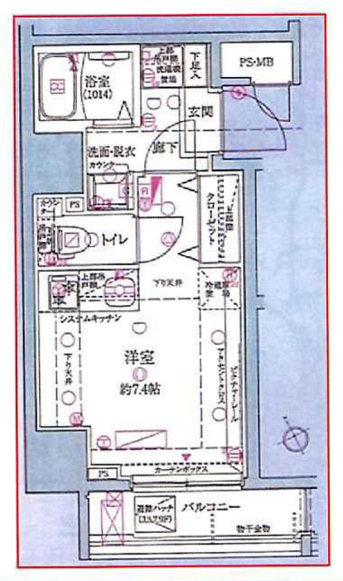 間取り、1R、21.27㎡