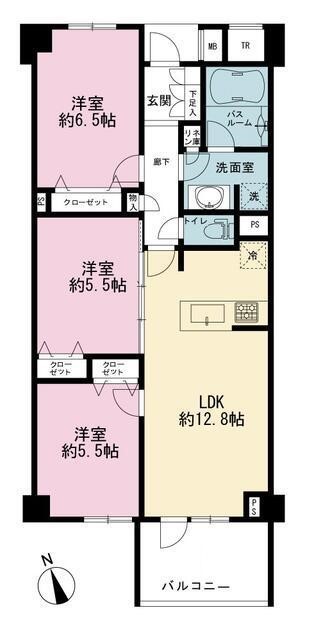間取図、3LDK、68.58m?