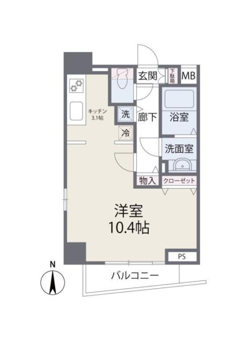 間取り、1K、35.04㎡