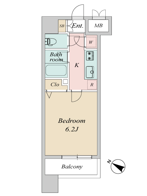 間取り、1K、21.17㎡