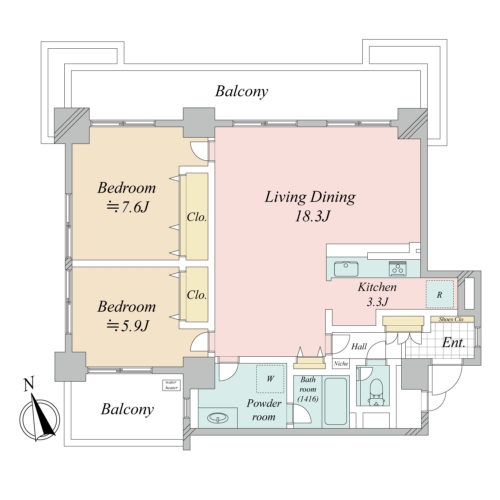 間取り、2LDK、79.37m2