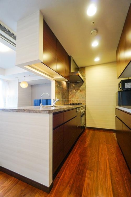 システムキッチン、食洗機、３口コンロ