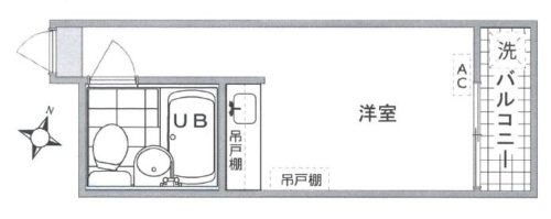 間取り、1R、13.71m2