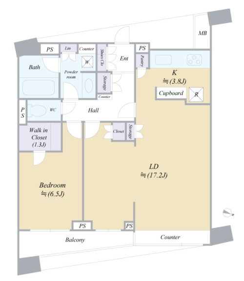 間取り、1LDK、64.85㎡