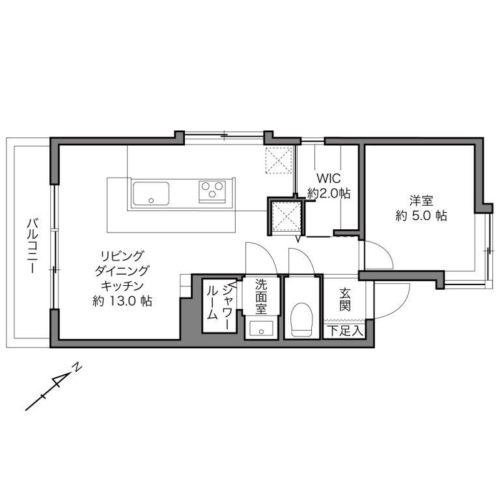 間取図、1LDK、専有面積39.62、バルコニー3.18㎡、南西向き、角部屋最上階