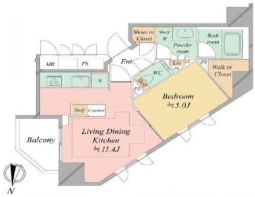 間取り、1LDK、41.16m2