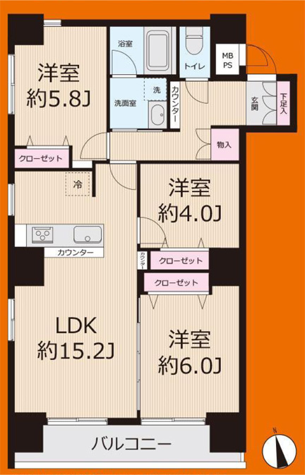 間取り、3LDK、76.45㎡