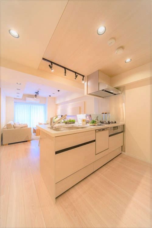 カウンターキッチン、3口コンロ