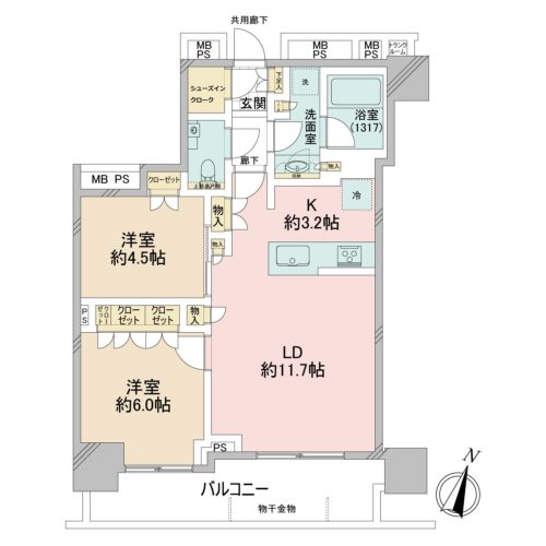 間取り、2LDK、57.93㎡