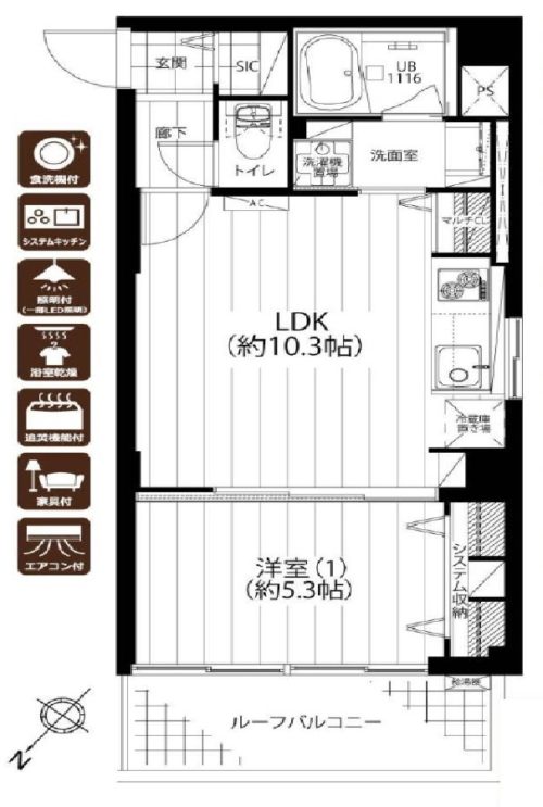 間取り、1LDK、38.27㎡