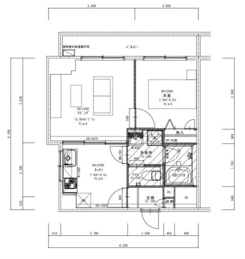 間取り、1LDK、39.2㎡