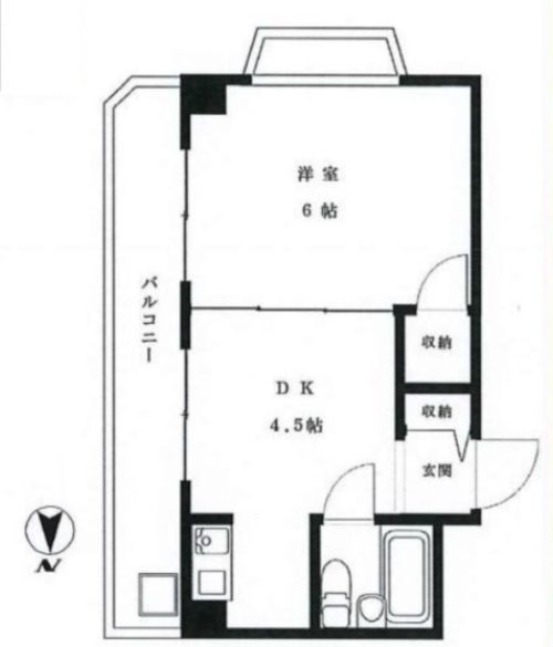 間取り、1DK、22.16㎡