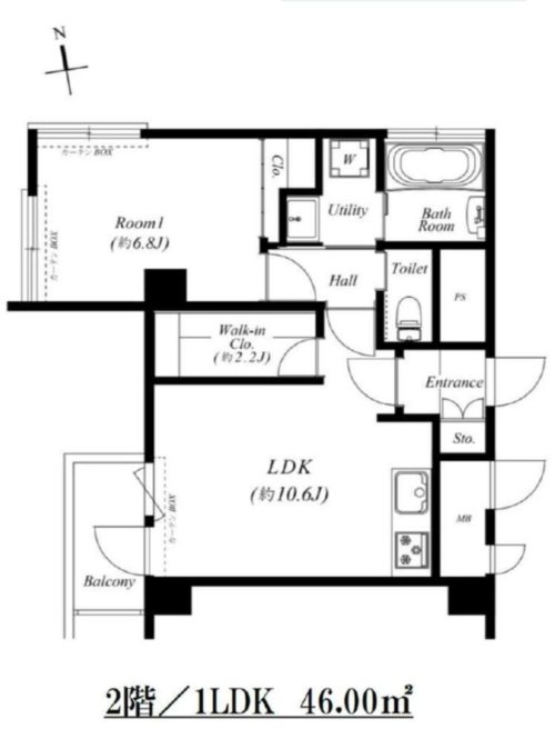 間取り、1LDK、46.00㎡