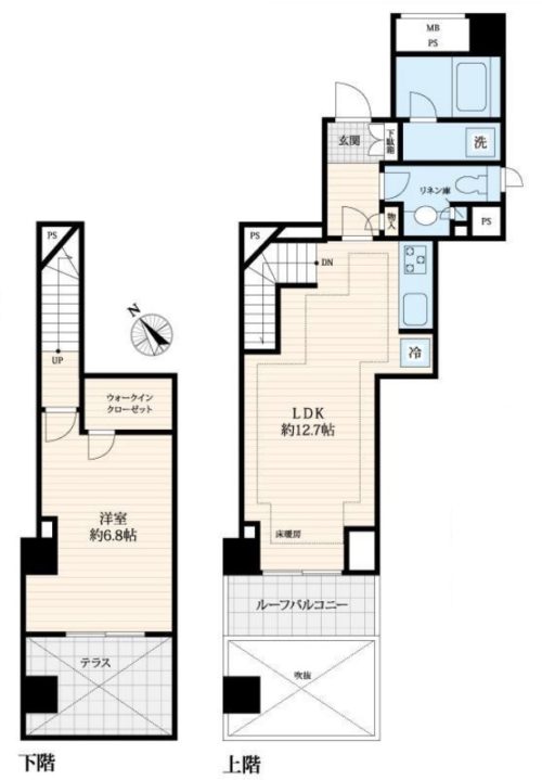メゾネットタイプ1・2階部分 1LDK 55.39㎡ 6,260万円