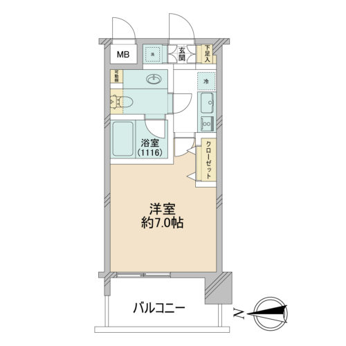 間取り、1k、23.11㎡(間取)